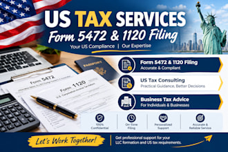 prepare tax return 1120, 5472, and 1040 schedule c forms