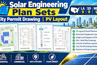 solar engineering plan sets city permit drawing pv layout usa la, sd, mia
