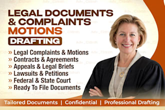 draft legal complaints, motions, contracts, appeals, briefs, and legal documents