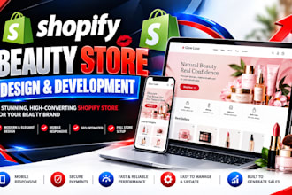 design a professional shopify beauty store, website design and ecommerce website