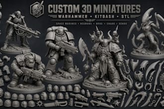 sculpt custom warhammer 40k miniatures, kitbash bits, stl models for 3d printing