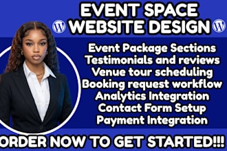design event space website, venue website, hall booking site, wedding venue site