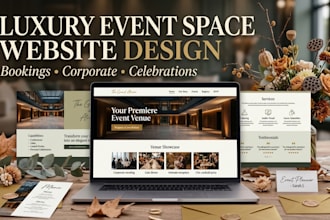 design event space website, venue website, hall booking site, wedding venue site