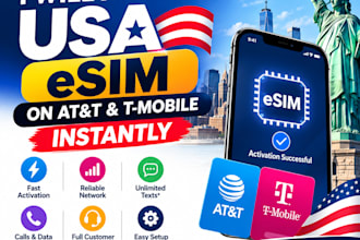 activate USA esim on att and t mobile instantly