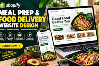 design meal prep shopify store food delivery website catering website