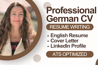 write an ats optimized german CV, resume, cover letter plus linkedin