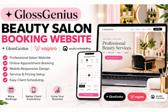 design glossgenius spa beauty salon website vagaro booksy fresha booking setup
