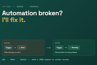 fix, debug or improve your n8n, make or zapier automation