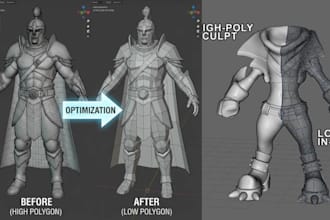 3d retopology and uv unwrap for game ready models