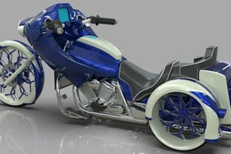 design 3d wheeled motorcycle electric bike,game topology,3d printed real model