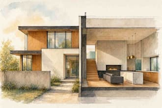 render architecture and interior concept in watercolor