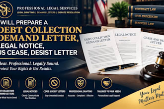 prepare a debt collection demand ,legal notice, cease, desist ,contract letter