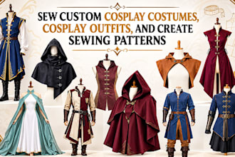 sew custom cosplay costumes, cosplay outfits, and create sewing patterns
