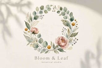 design watercolor floral and botanical logo