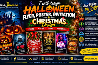 design halloween party spooky flyer, christmas flyer, club flyer and poster