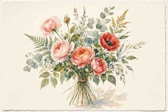 paint watercolor flowers and botanical