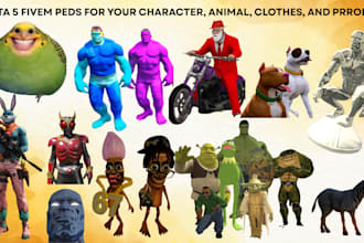 make custom gta 5 fivem peds character, animal, clothing facial rigging, props