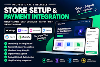 setup whop stan store gumroad payhip digital product store checkout shopify deve
