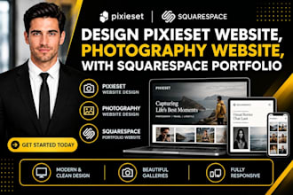 design pixieset website, photography website, with squarespace portfolio website