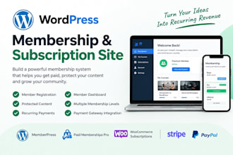 build a wordpress membership site with subscriptions and recurring payments