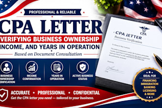 provide CPA letter verifying business ownership income and years in operation