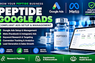 setup compliant peptide google ads, meta ads and peptide marketing campaign