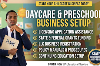 setup daycare and preschool business, license, daycare grant, llc