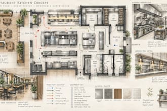 design restaurant floor plan and kitchen layout
