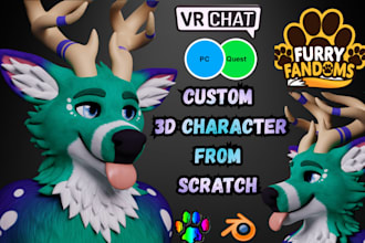 create 3d furry model, vrchat avatar, anime vtuber model, vseeface vrm, pc quest