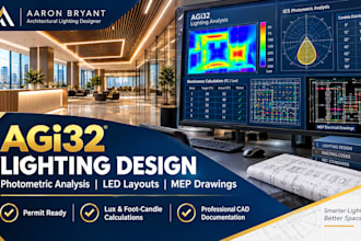 create permit ready lighting design, agi32 photometric analysis and mep drawings