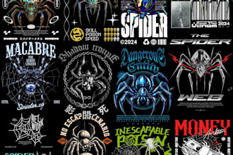 design dark spider predator gothic streetwear logo   for brand and business