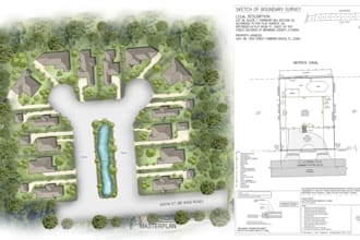 render architectural site plan, floor plan layout and master plan