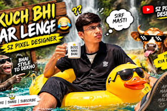design viral comedy and vlog youtube thumbnail with memes
