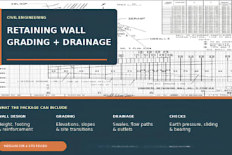 design retaining wall, grading and drainage plans with calculations