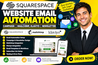 do squarespace website email automation campaign mailchimp, klaviyo newsletter