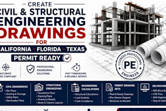 create civil structural engineering drawings for california florida texas permit