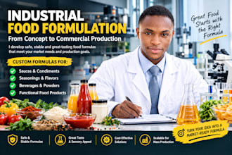 develop commercial food products, formulations and production processes