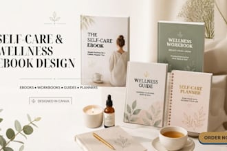 design a professional self care and wellness ebook or workbook in canva
