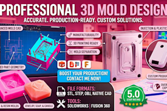 design 3d silicone mold injection mold plastic mold and cad mold for 3d printing
