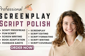 edit, proofread and rewrite movie script, screenplay, comedy script