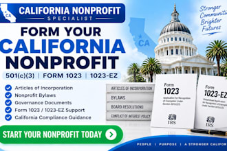 register your california nonprofit corporation and prepare compliance documents
