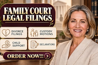 handle divorce, custody, support and family court filings