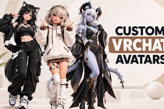 do custom vrchat 3d character models, rigging vroid and 3d vtuber in blender