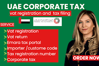do uae vat registration, corporate tax filing, vat return, trn, bookkeeping, fta