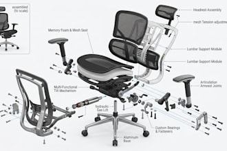 do premium ergonomic office chair product design and 3d modeling cad