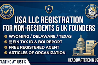 do USA llc registration, business formation, and ein for non US residents
