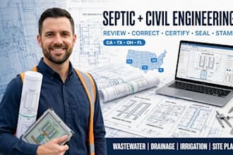 review, seal and stamp ca tx oh fl septic design and civil engineer drawing