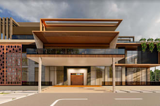 visualize 3d modern terraced villa,home elevation,high resolution balcony render