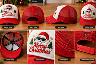 create custom christmas cap and headwear tech pack for manufacturing
