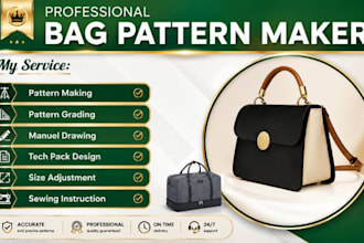 make sewing pattern for any bag design pattern size grading sewing instruction